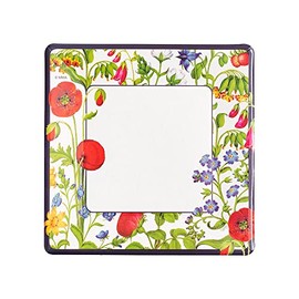 Caspari Cloisters Garden Square Salad & Dessert Plates in White- 16 Per Package