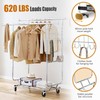 Heavy Duty Clothes Rack Load 620 Lbs, Double Rod Rolling