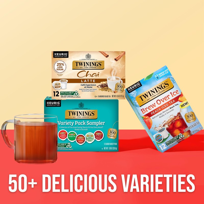 Twinings K-Cup Pods Variety Pack, Includes English Breakfast, Earl Grey,