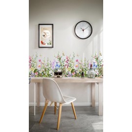 Honwor Floral Print Electrostatic Window Film – Elegant Flower & Butterfly Bouquet for Kitchen & Living Room Decor – Easy Apply Wall Art Clings