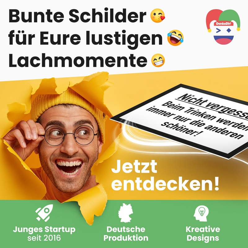 DankeDir! Drinking Beautiful Sign with Saying - Funny Gift for