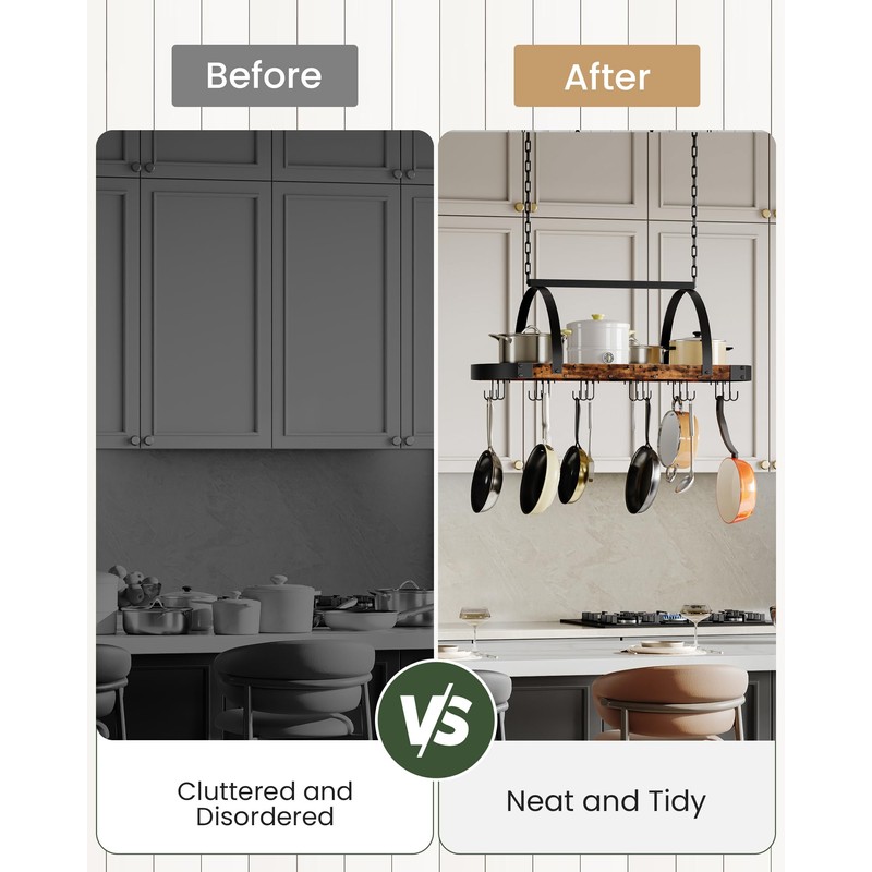 CHOEZON Hanging Pot Rack, Pot Hanger for Kitchen, Ceiling Mounted