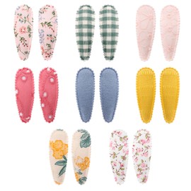 Qianyu 16 PCS Toddler Snap Hair Clips for Fine Hair Flower Hair Bows Clips Fully Lined Alligator Clips Baby Side Clips Versatile Fabric Hair Accessories for Baby Infants Toddler Young Kids School Age