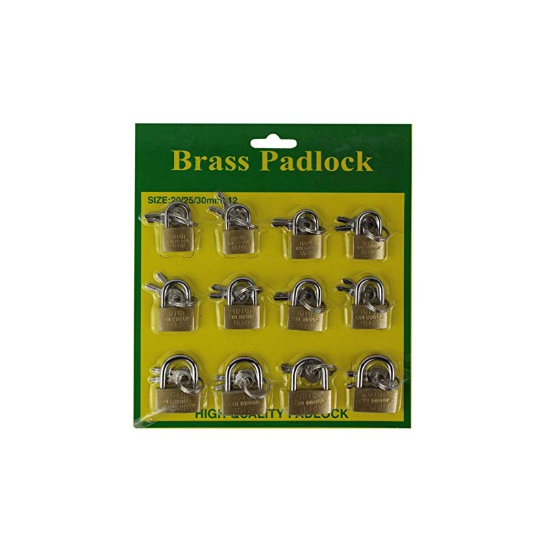 Set of 12 padlock locks 20/25/30 mm