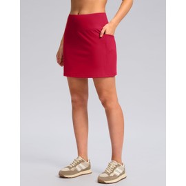 Women's Golf Skirts Skort 4 Side Pockets High Waisted Stretchy Tennis Skirt with Short Athletic Casual (Red, XXL)