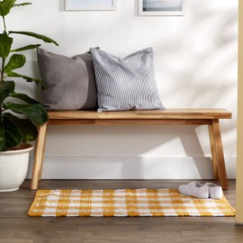 DII Buffalo Check Rug Collection, Hand Dyed Reversible Chindi Rug, 26x40, Honey Gold