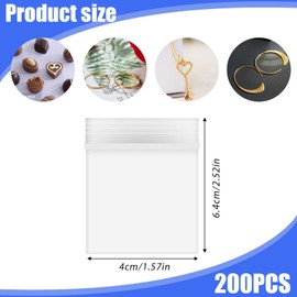 JJUNW Pack of 200 Plastic Bags Zip Bags, 25 x 30 mm Mini Ziplock Bags, Plastic Bags Zip Transparent Resealable Zip Bags, Small Bags Sample Bags