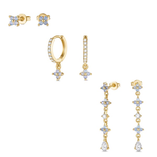 MACACHII 3 Pairs of Earrings 925 Silver Set for Women