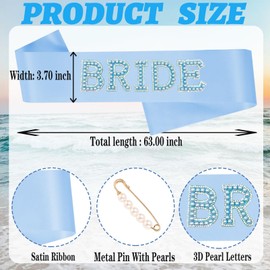 Bachelorette Pearl Bride to Be Sash Bridal Blue Satin Ribbon Stole Bachelorette Clothes Accessories for Women Bride to Be Wedding Party Supplies, Bridal Shower Gift, Bridesmaid Favors