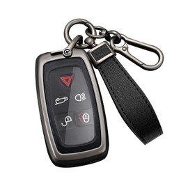 ontto Alloy Car Key fob Cover Fit for Land Rover Discovery 4 for Range Rover Sport Vouge 2009 2010 2011 2012 Remote Leather Key case Shell Key Holder Bag Keyring Keychain Accessories Black