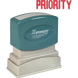 Xstamper(R) One-Color Title Stamp, Pre-Inked, "Priority", Red