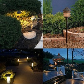 Makergroup T5 T10 921 194 Wedge Base LED Light Bulb High Brightness 12VAC/DC 3Watt Warm White 2700K-3000K for for Outdoor Landscape Lighting Deck Stair Step Path Lights and RV Lights 4pcs