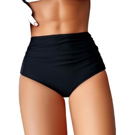 Swimwear High Waisted Swim Bottoms Tummy Control for Women Teens (AU, Alpha, Medium, Regular, Regular, Black)