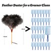 NEWONG 16inch Natural Good Ostrich Feather Duster with Bamboo Handle,