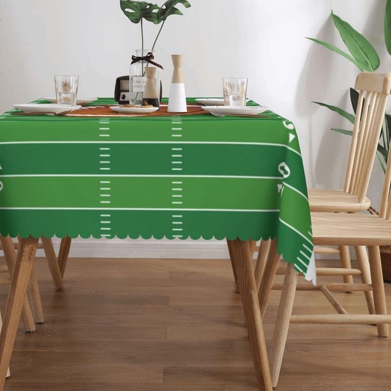 LORCARVIS Football Tablecloth Football Field Polyester Rectangle Table Cloth Washable