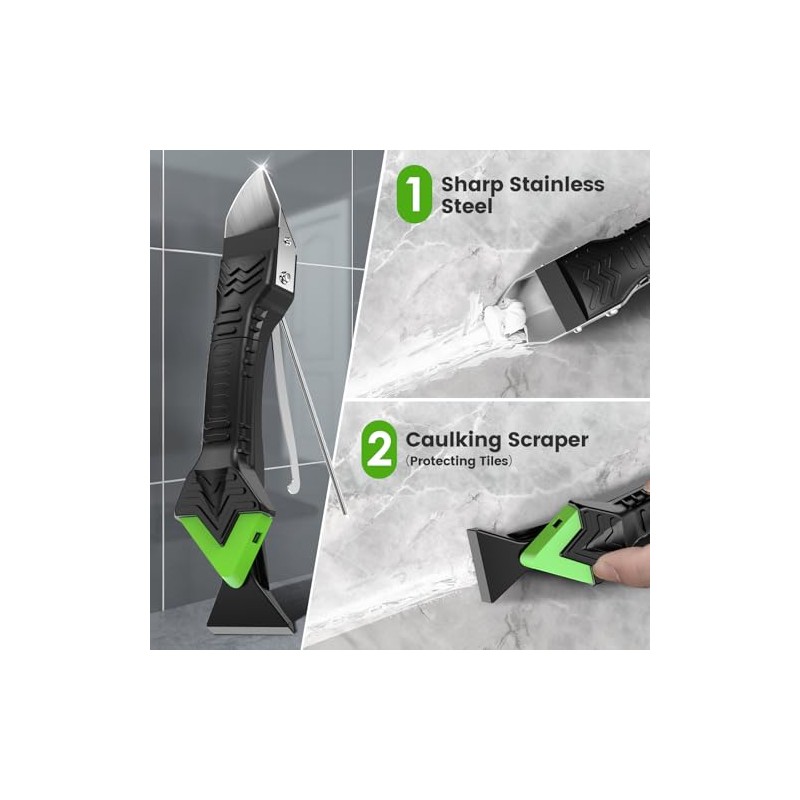 5 in 1 Caulking Tool Kit with Stainless Steel Head