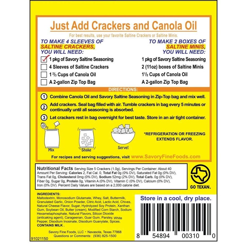 Savory Saltine Seasoning, 1.4 Ounce, Sweet Bar-B-Q, 2 Pack