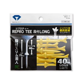 DAIYA GOLF TE-434 Golf Tee, Long with Steps, Yellow, Total Length 3.0 inches (75 mm), Tee Up Height 1.6 inches (40 mm), Pack of 12
