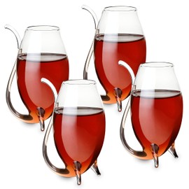 True Douro Port Sippers, Port Wine Glasses Drinking Set, Wine Glass with Straw Built in, Clear Cup, Set of 4, 3 oz Capacity