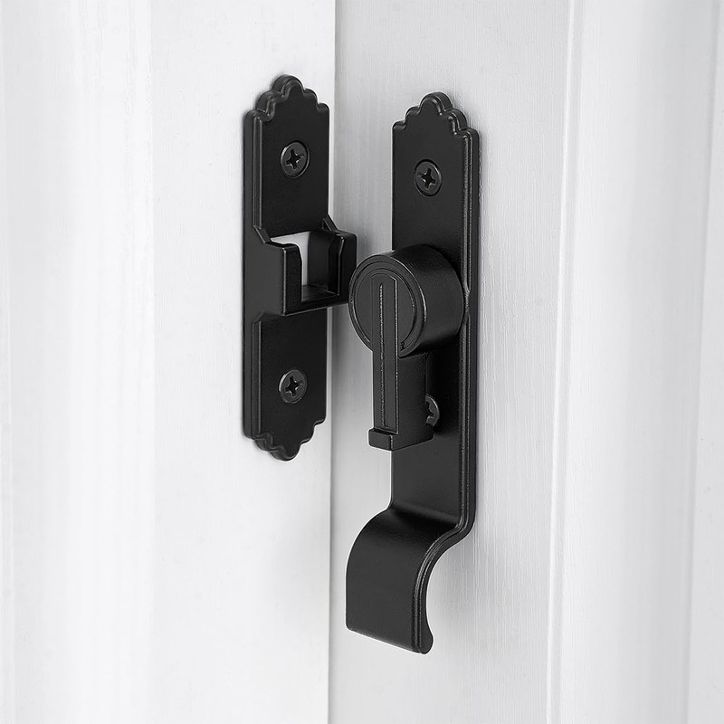 INIRET 2 Packs 90 Degree Black Barn Door Lock, Flip