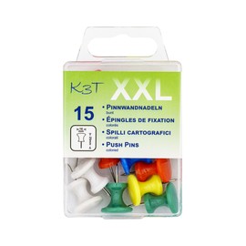 TSI K3T 48354 Push Board Pins XXL Colourful Pack of 15 48354 16 x 25 mm