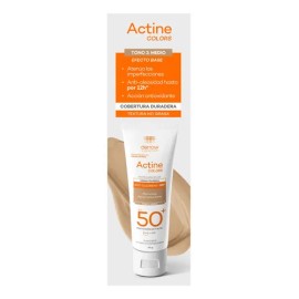 Protector Solar Facial Dermatológico con Color Darrow Actine Colors FPS50+ Bloqueador Solar Facial para Piel Mixta y Grasa Anti Oleosidad Tono Medio 40g