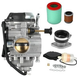 YJGZSVK Carburetor For Yamaha Bear Tracker 250 YFM250X YFM250XL 2WD Atv 1999-2004 Replaces 4XE-14140-12-00 4XE-13586-00-00 1P0-E4450-00-00 Intake Manifold Boot Air Cleaner Element Oil Filter
