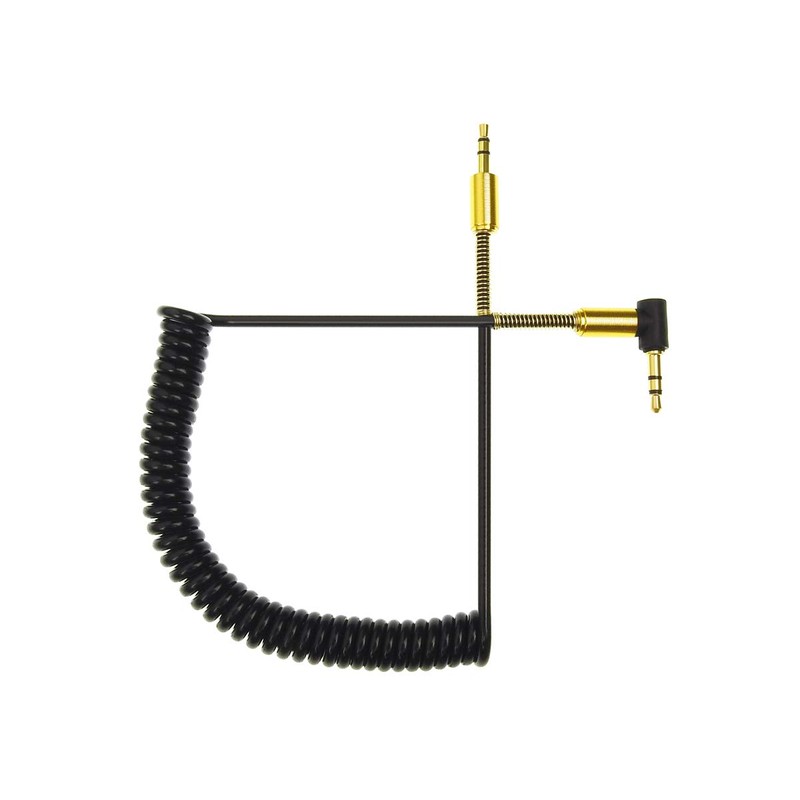 ANE Stereo Mini Plug Cable Elastic Coil Cord Black 38cm-100cm