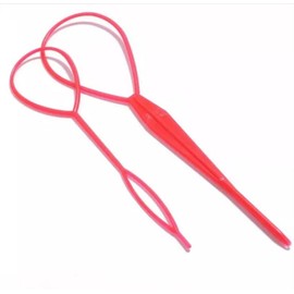 Set of 2 Hair Twister Bun or Topsytail Styling in Seconds Hairstyle Aid Set Including Video Tutorial (RED)