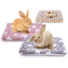 Guangyu Pack of 3 Small Animal Plush Bed, Fluffy Fleece, Rabbit Bed, Pet Mat, Mat for Rabbits, Guinea Pigs, Squirrels, Hamsters