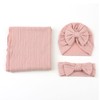 3pcs Receiving Blanket Headband Set Cotton Polyester Wheat Texture Pure