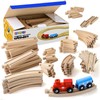 Play22 Wooden Train Tracks - 52 PCS + 2 Bonus