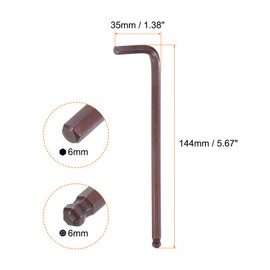 sourcing map Ball End Hex Key Wrench 6mm S2 Steel L-Shape Long Arm Hexagon Metric Wrenches Repairing Tool for Home Repair, Red