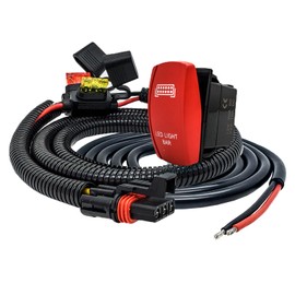 OZ-USA 10' Pulse Power Busbar Plug Wire Harness with LED LIGHTBAR On/Off Red Rocker Switch Compatible with Polaris Pulse Power Busbar RZR Trail S Pro Ranger Crew XP 2018-2023