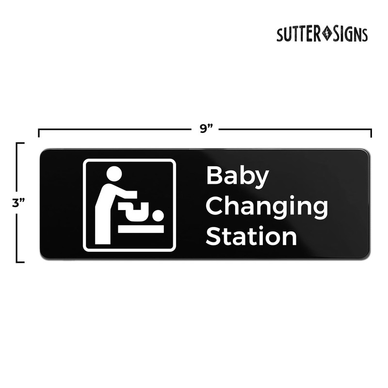 Baby Changing Station Sign, Durable ABS Plastic with Full Adhesive