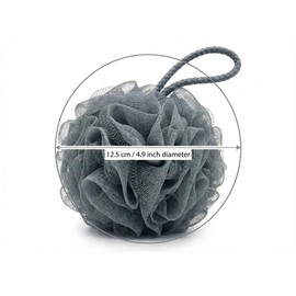 SPHTOEO Bath Shower Sponge Loofah – Extra Rich Lather Body Sponge for Shower, Soft & Comfortable Bath Pouf for Gentle Daily Cleansing，Gray (White & Green Available)