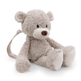 NICI Finni Bear Backpack, 40 cm, Grey, Backpack for Girls and Boys in Nursery or Nursery, Adjustable Straps, Zip, Plush Bear, 62328