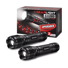 GearLight S1050 LED Flashlight Pack - 2 Bright, Zoomable Tactical Flashlights...