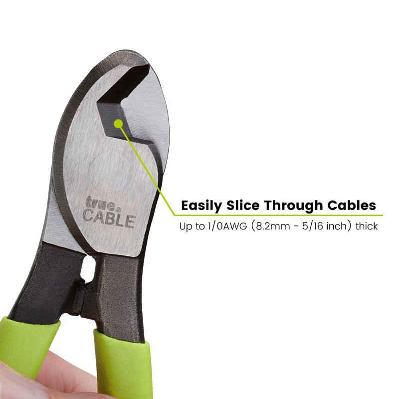 trueCABLE Heavy Duty Cable Cutters, Hardened Carbon Steel Tool, Cut