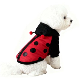 FLAdorepet Disfraz de mariquita de Halloween para perros pequeños y medianos (M, rojo)