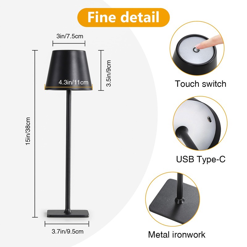 HAJINLU Cordless Table Lamp Battery Operated Rechargeable for Dinning Table