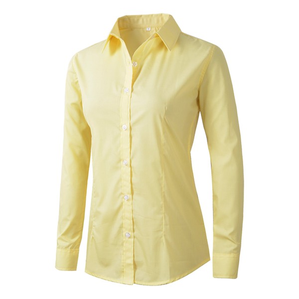 Women's Formal Work Wear Simple Shirt (225 Yellow, M)