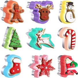 Christmas cookie cutters, Christmas cookie cutter, set of 10, including Christmas tree, gingerbread man, snowflake, for baking with children