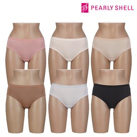 Pearl Shell Daily No-Line Hem Panty Set of 6 Pink + Beige + Dark Beige + Melange Gray + Black + Cream PSPM105-4R_00