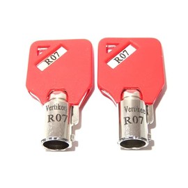 R07 Keys Compatible with Husky Milwaukee & Steel Glide R07 Tool Box Tool Chest Replacement Lock Keys, 2 Cut R07 Keys with Red Caps & Numbered high & Low for Easy I.D. on The Key Ring. Vertikee(TM)