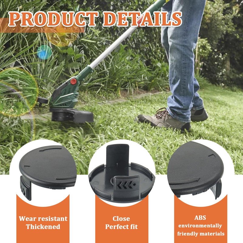 JAMHER Pack of 2 Lawn Trimmer Spool Cap, Cordless Lawnmower