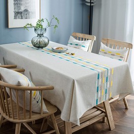 Bringsine Vinyl Rectangle/Oblong Tablecloth PVC Table Cover Oil-proof/Waterproof Kitchen Dining Tabletop Decoration Protector (35 x 53 Inch)-Blue Check