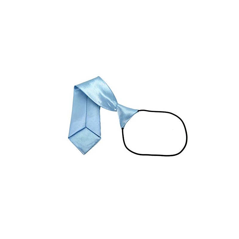 Kids Satin Solid Plain Colour Elasticated Tie (Baby Blue)