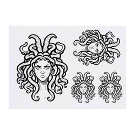 Azeeda 4 x 'Wütende Medusa Gorgon' Temporäre Tattoos - Wasserfest, Hautfreundlich & Ungiftig · Transfers in Verschiedenen Größen (TO00071274)