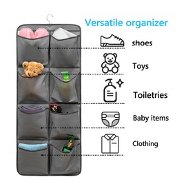 ANIZER Dual Sided Hanging Closet Organizer Shoe Rack Holder with 26 Large Pockets (GREY)